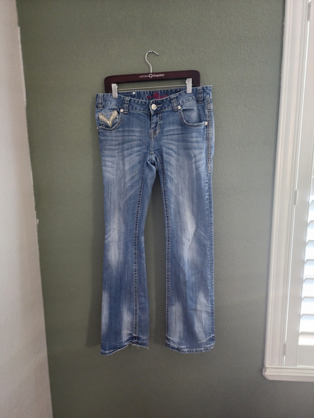 Rock Revival Light Blue Bootcut Jeans with Embellished Pocket